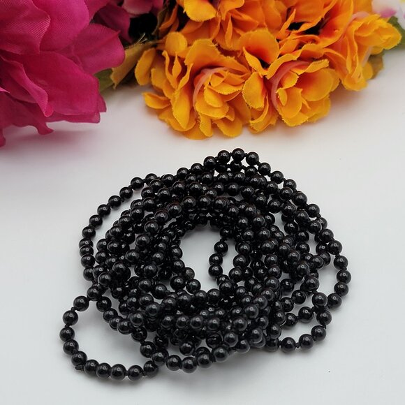 Natural Black Spinel Necklace Hand Knotted 68